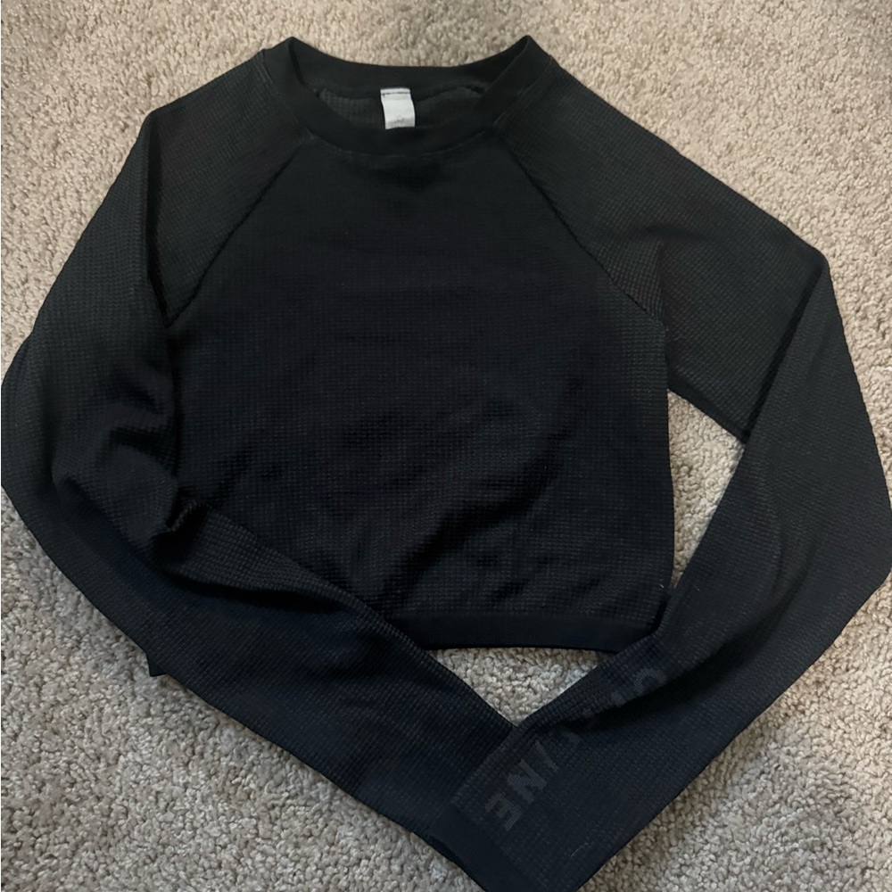 Aerie Black Long Sleeve Crop Top